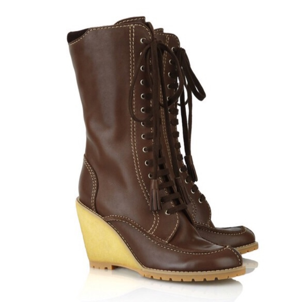 SALE See By Chloe Shoes Leather Wedge Heel Boots